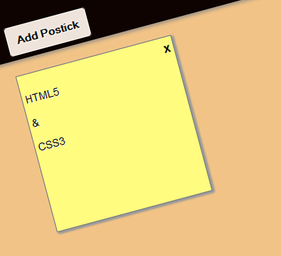 Create a Posticks (Sticky Notes) app with HTML5, CSS3 and jQuery
