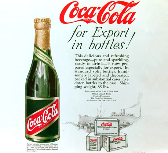 Coca Cola for Export in Bottles (1920s)