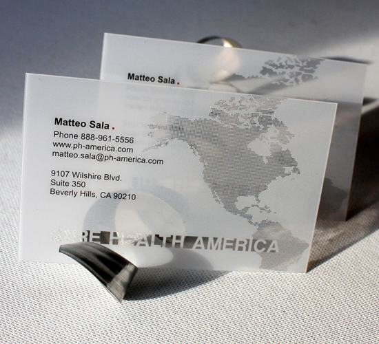 Clear Plastic Business Card on PVCr Plastic for Matteo Sala by Pinkard