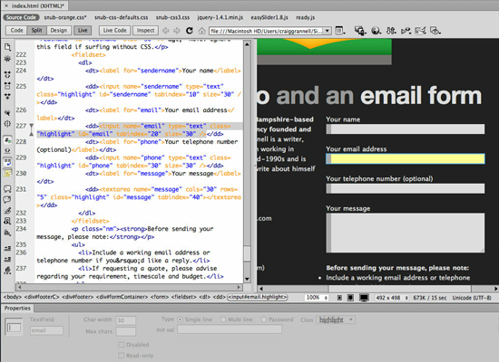 Use CSS3 Transitions For Form Highlights in Dreamweaver CS6