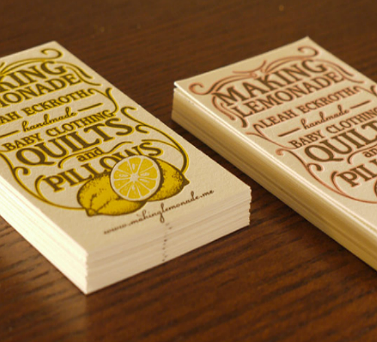 Letterpress Lemonade Business Cards by Print & Grain