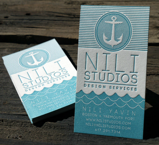 Nili Studios Nautical Letterpress Business Cards by Print & Grain