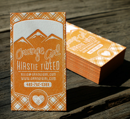 Orange Girl Letterpress Business Cards by Print & Grain