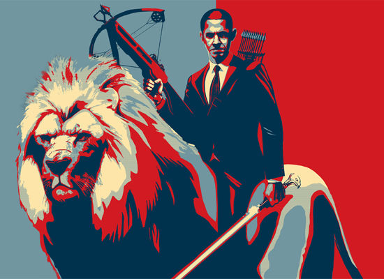 Obama Riding a Lion Poster by Jason Heuser